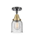 447-1C-BAB-G54 1-Light 5" Black Antique Brass Flush Mount - Seedy Small Bell Glass - LED Bulb - Dimmensions: 5 x 5 x 10 - Sloped Ceiling Compatible: No