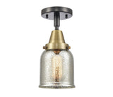 447-1C-BAB-G58 1-Light 5" Black Antique Brass Flush Mount - Silver Plated Mercury Small Bell Glass - LED Bulb - Dimmensions: 5 x 5 x 12.5 - Sloped Ceiling Compatible: No