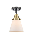 447-1C-BAB-G61 1-Light 6.25" Black Antique Brass Flush Mount - Matte White Cased Small Cone Glass - LED Bulb - Dimmensions: 6.25 x 6.25 x 10 - Sloped Ceiling Compatible: No