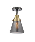 447-1C-BAB-G63 1-Light 6.25" Black Antique Brass Flush Mount - Plated Smoke Small Cone Glass - LED Bulb - Dimmensions: 6.25 x 6.25 x 10 - Sloped Ceiling Compatible: No
