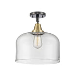 447-1C-BAB-G72-L 1-Light 12" Black Antique Brass Flush Mount - Clear X-Large Bell Glass - LED Bulb - Dimmensions: 12 x 12 x 12.5 - Sloped Ceiling Compatible: No