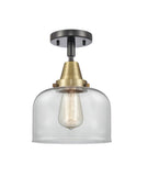 447-1C-BAB-G72 1-Light 8" Black Antique Brass Flush Mount - Clear Large Bell Glass - LED Bulb - Dimmensions: 8 x 8 x 10.375 - Sloped Ceiling Compatible: No
