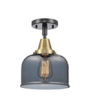 447-1C-BAB-G73 1-Light 8" Black Antique Brass Flush Mount - Plated Smoke Large Bell Glass - LED Bulb - Dimmensions: 8 x 8 x 10.375 - Sloped Ceiling Compatible: No