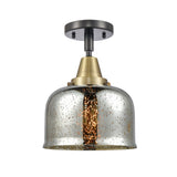 447-1C-BAB-G78 1-Light 8" Black Antique Brass Flush Mount - Silver Plated Mercury Large Bell Glass - LED Bulb - Dimmensions: 8 x 8 x 10.375 - Sloped Ceiling Compatible: No