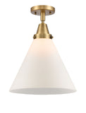 1-Light 12" Cone 12" Flush Mount - Cone Matte White Glass LED