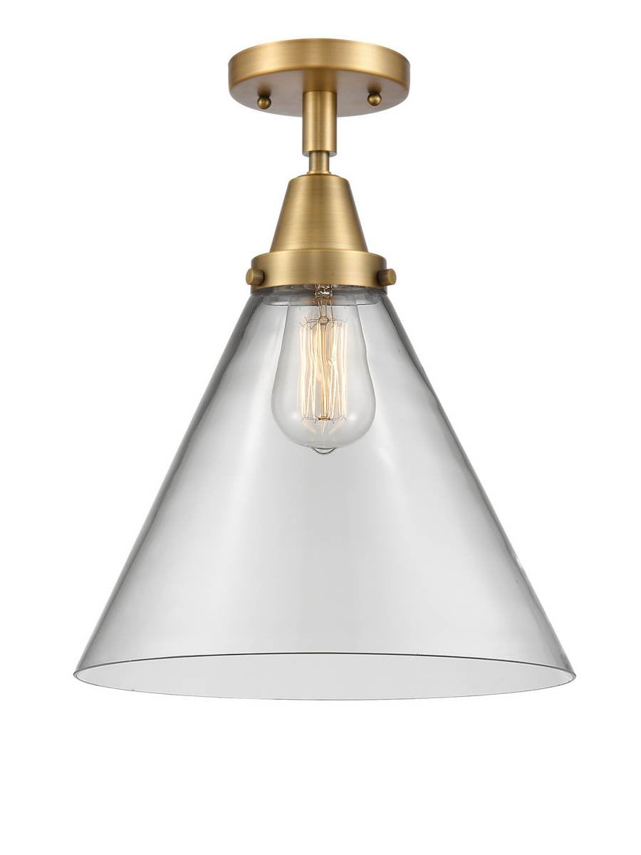 Innovations Lightging 447-1C-BB-G42-L-LED 1-Light 12" Brushed Brass Flush Mount -  Clear X-Large Cone Glass - Bulbs Included