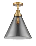 Innovations Lightging 447-1C-BB-G43-L-LED 1-Light 12" Brushed Brass Flush Mount -  Plated Smoke X-Large Cone Glass - Bulbs Included