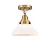 447-1C-BB-G4471 1-Light 8" Brushed Brass Flush Mount - White Caden Glass - LED Bulb - Dimmensions: 8 x 8 x 7 - Sloped Ceiling Compatible: No