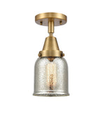 447-1C-BB-G58 1-Light 5" Brushed Brass Flush Mount - Silver Plated Mercury Small Bell Glass - LED Bulb - Dimmensions: 5 x 5 x 12.5 - Sloped Ceiling Compatible: No