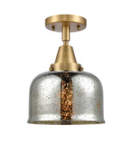 447-1C-BB-G78 1-Light 8" Brushed Brass Flush Mount - Silver Plated Mercury Large Bell Glass - LED Bulb - Dimmensions: 8 x 8 x 10.375 - Sloped Ceiling Compatible: No