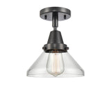447-1C-BK-G4472 1-Light 8" Matte Black Flush Mount - Clear Caden Glass - LED Bulb - Dimmensions: 8 x 8 x 7 - Sloped Ceiling Compatible: No