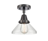 447-1C-BK-G4474 1-Light 8" Matte Black Flush Mount - Seedy Caden Glass - LED Bulb - Dimmensions: 8 x 8 x 7 - Sloped Ceiling Compatible: No
