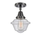 447-1C-BK-G534 1-Light 7.5" Matte Black Flush Mount - Seedy Small Oxford Glass - LED Bulb - Dimmensions: 7.5 x 7.5 x 9 - Sloped Ceiling Compatible: No