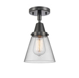 447-1C-BK-G62 1-Light 6.25" Matte Black Flush Mount - Clear Small Cone Glass - LED Bulb - Dimmensions: 6.25 x 6.25 x 10 - Sloped Ceiling Compatible: No