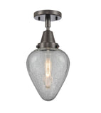 447-1C-OB-G165 1-Light 6.5" Oil Rubbed Bronze Flush Mount - Clear Crackle Geneseo Glass - LED Bulb - Dimmensions: 6.5 x 6.5 x 12 - Sloped Ceiling Compatible: No