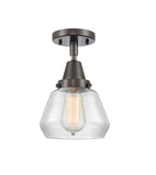 447-1C-OB-G172 1-Light 7" Oil Rubbed Bronze Flush Mount - Clear Fulton Glass - LED Bulb - Dimmensions: 7 x 7 x 9 - Sloped Ceiling Compatible: No