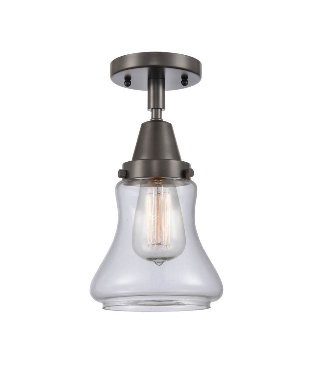 447-1C-OB-G192 1-Light 6.25" Oil Rubbed Bronze Flush Mount - Clear Bellmont Glass - LED Bulb - Dimmensions: 6.25 x 6.25 x 10 - Sloped Ceiling Compatible: No