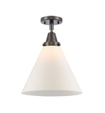 447-1C-OB-G41-L 1-Light 12" Oil Rubbed Bronze Flush Mount - Matte White Cased Cone 12" Glass - LED Bulb - Dimmensions: 12 x 12 x 15.5 - Sloped Ceiling Compatible: No