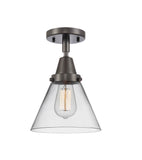 447-1C-OB-G42 1-Light 7.75" Oil Rubbed Bronze Flush Mount - Clear Large Cone Glass - LED Bulb - Dimmensions: 7.75 x 7.75 x 11 - Sloped Ceiling Compatible: No