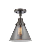 447-1C-OB-G43 1-Light 7.75" Oil Rubbed Bronze Flush Mount - Plated Smoke Large Cone Glass - LED Bulb - Dimmensions: 7.75 x 7.75 x 11 - Sloped Ceiling Compatible: No