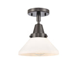 447-1C-OB-G4471 1-Light 8" Oil Rubbed Bronze Flush Mount - White Caden Glass - LED Bulb - Dimmensions: 8 x 8 x 7 - Sloped Ceiling Compatible: No