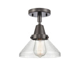447-1C-OB-G4474 1-Light 8" Oil Rubbed Bronze Flush Mount - Seedy Caden Glass - LED Bulb - Dimmensions: 8 x 8 x 7 - Sloped Ceiling Compatible: No