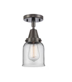 447-1C-OB-G52 1-Light 5" Oil Rubbed Bronze Flush Mount - Clear Small Bell Glass - LED Bulb - Dimmensions: 5 x 5 x 10 - Sloped Ceiling Compatible: No