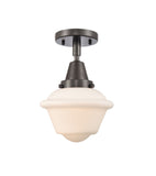 447-1C-OB-G531 1-Light 7.5" Oil Rubbed Bronze Flush Mount - Matte White Cased Small Oxford Glass - LED Bulb - Dimmensions: 7.5 x 7.5 x 9 - Sloped Ceiling Compatible: No