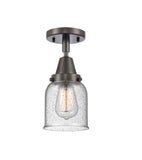 447-1C-OB-G54 1-Light 5" Oil Rubbed Bronze Flush Mount - Seedy Small Bell Glass - LED Bulb - Dimmensions: 5 x 5 x 10 - Sloped Ceiling Compatible: No