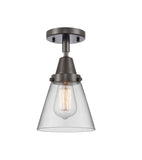 447-1C-OB-G62 1-Light 6.25" Oil Rubbed Bronze Flush Mount - Clear Small Cone Glass - LED Bulb - Dimmensions: 6.25 x 6.25 x 10 - Sloped Ceiling Compatible: No
