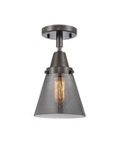 447-1C-OB-G63 1-Light 6.25" Oil Rubbed Bronze Flush Mount - Plated Smoke Small Cone Glass - LED Bulb - Dimmensions: 6.25 x 6.25 x 10 - Sloped Ceiling Compatible: No