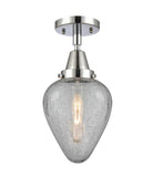447-1C-PC-G165 1-Light 6.5" Polished Chrome Flush Mount - Clear Crackle Geneseo Glass - LED Bulb - Dimmensions: 6.5 x 6.5 x 12 - Sloped Ceiling Compatible: No