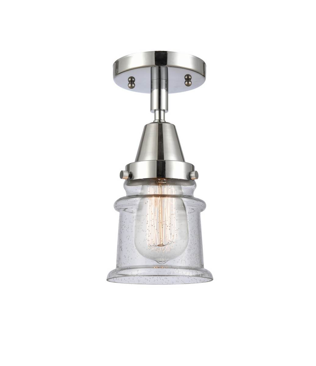 447-1C-PC-G184S 1-Light 6" Polished Chrome Flush Mount - Seedy Small Canton Glass - LED Bulb - Dimmensions: 6 x 6 x 10 - Sloped Ceiling Compatible: No