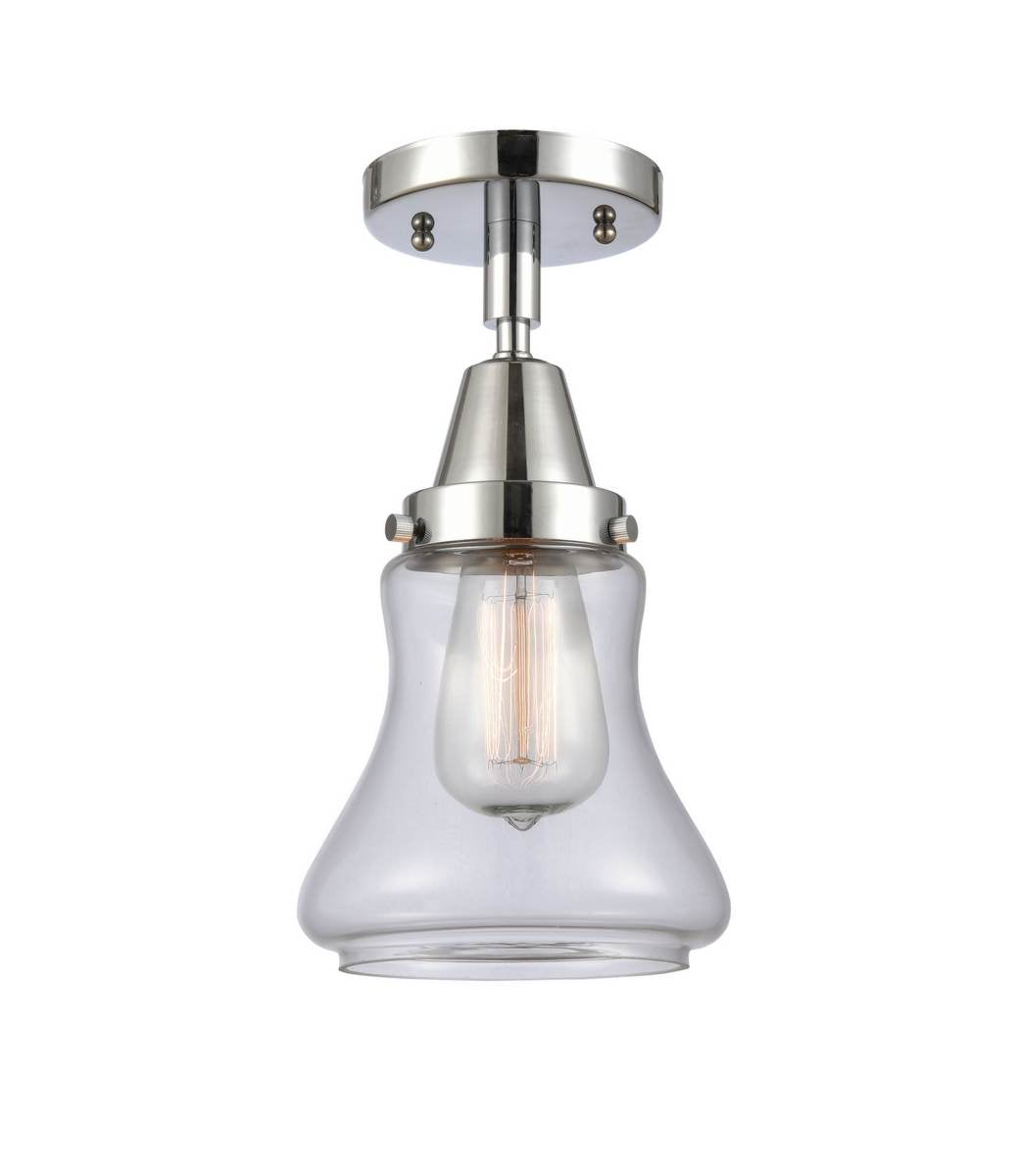 447-1C-PC-G192 1-Light 6.25" Polished Chrome Flush Mount - Clear Bellmont Glass - LED Bulb - Dimmensions: 6.25 x 6.25 x 10 - Sloped Ceiling Compatible: No
