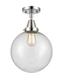 447-1C-PC-G204-10 1-Light 10" Polished Chrome Flush Mount - Seedy Beacon Glass - LED Bulb - Dimmensions: 10 x 10 x 12.5 - Sloped Ceiling Compatible: No