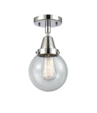 447-1C-PC-G204-6 1-Light 6" Polished Chrome Flush Mount - Seedy Beacon Glass - LED Bulb - Dimmensions: 6 x 6 x 10.75 - Sloped Ceiling Compatible: No