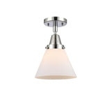 447-1C-PC-G41 1-Light 7.75" Polished Chrome Flush Mount - Matte White Cased Large Cone Glass - LED Bulb - Dimmensions: 7.75 x 7.75 x 11 - Sloped Ceiling Compatible: No