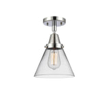 447-1C-PC-G42 1-Light 7.75" Polished Chrome Flush Mount - Clear Large Cone Glass - LED Bulb - Dimmensions: 7.75 x 7.75 x 11 - Sloped Ceiling Compatible: No