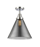 447-1C-PC-G43-L 1-Light 12" Polished Chrome Flush Mount - Plated Smoke Cone 12" Glass - LED Bulb - Dimmensions: 12 x 12 x 15.5 - Sloped Ceiling Compatible: No