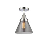 447-1C-PC-G43 1-Light 7.75" Polished Chrome Flush Mount - Plated Smoke Large Cone Glass - LED Bulb - Dimmensions: 7.75 x 7.75 x 11 - Sloped Ceiling Compatible: No
