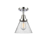 447-1C-PC-G44 1-Light 7.75" Polished Chrome Flush Mount - Seedy Large Cone Glass - LED Bulb - Dimmensions: 7.75 x 7.75 x 11 - Sloped Ceiling Compatible: No