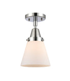 447-1C-PC-G61 1-Light 6.25" Polished Chrome Flush Mount - Matte White Cased Small Cone Glass - LED Bulb - Dimmensions: 6.25 x 6.25 x 10 - Sloped Ceiling Compatible: No