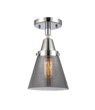 447-1C-PC-G63 1-Light 6.25" Polished Chrome Flush Mount - Plated Smoke Small Cone Glass - LED Bulb - Dimmensions: 6.25 x 6.25 x 10 - Sloped Ceiling Compatible: No