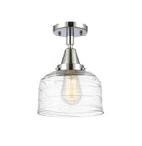 447-1C-PC-G713 1-Light 8" Polished Chrome Flush Mount - Clear Deco Swirl Large Bell Glass - LED Bulb - Dimmensions: 8 x 8 x 10.375 - Sloped Ceiling Compatible: No