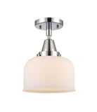 447-1C-PC-G71 1-Light 8" Polished Chrome Flush Mount - Matte White Cased Large Bell Glass - LED Bulb - Dimmensions: 8 x 8 x 10.375 - Sloped Ceiling Compatible: No