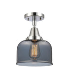 447-1C-PC-G73 1-Light 8" Polished Chrome Flush Mount - Plated Smoke Large Bell Glass - LED Bulb - Dimmensions: 8 x 8 x 10.375 - Sloped Ceiling Compatible: No