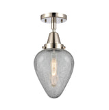 447-1C-PN-G165 1-Light 6.5" Polished Nickel Flush Mount - Clear Crackle Geneseo Glass - LED Bulb - Dimmensions: 6.5 x 6.5 x 12 - Sloped Ceiling Compatible: No