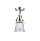 447-1C-PN-G182S 1-Light 6" Polished Nickel Flush Mount - Clear Small Canton Glass - LED Bulb - Dimmensions: 6 x 6 x 10 - Sloped Ceiling Compatible: No