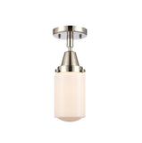 447-1C-PN-G311 1-Light 4.5" Polished Nickel Flush Mount - Matte White Cased Dover Glass - LED Bulb - Dimmensions: 4.5 x 4.5 x 9.75 - Sloped Ceiling Compatible: No