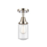 447-1C-PN-G314 1-Light 4.5" Polished Nickel Flush Mount - Seedy Dover Glass - LED Bulb - Dimmensions: 4.5 x 4.5 x 9.75 - Sloped Ceiling Compatible: No